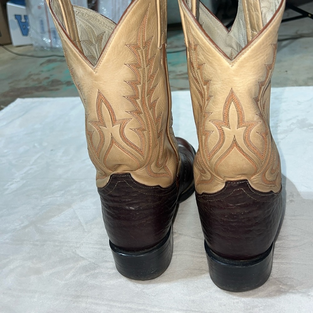 Tony Lama Size 8.5 Buckaroo Cowboy Boots Round Toe Sunset Renegade‎ Leather - Picture 4 of 9
